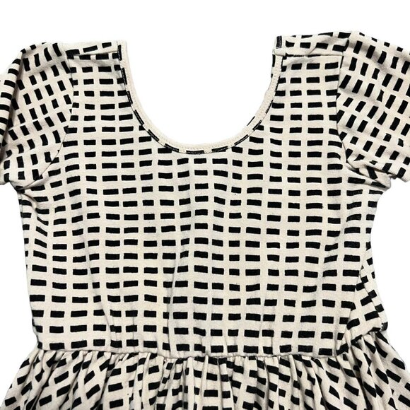Alice + Ames Sz 6 Tan & Black Dash Print Ballet Twirl Dress - Picture 3 of 5